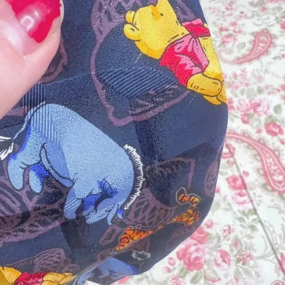 Disney Winnie the Pooh Disney Silk Tie Wide Tie Navy Blue Father's Day Birthday - Picture 8 of 8